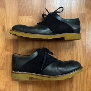 Louis Vuitton Black Leather Navy Blue Oxfords Women’s 9.5 Suede & Leather w Tan